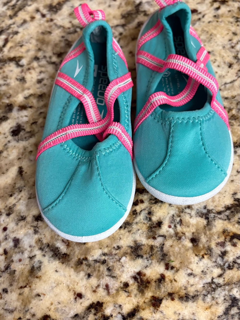Speedo Kids Teal Water Shoes with Pink Straps